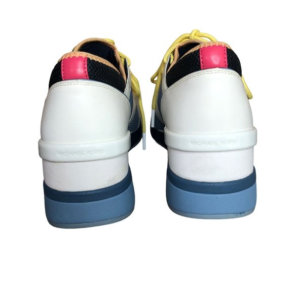 Michael Kors Wedge Trainer Womens 9M Blue White Sneakers Athletic Workout Shoes - Picture 15 of 16